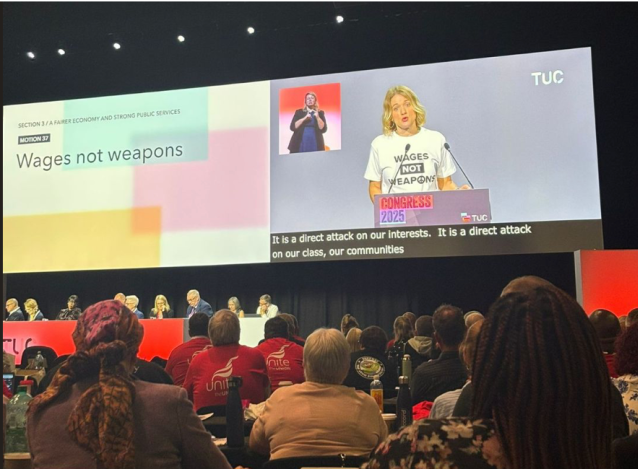 TUC Wages not Weaponss