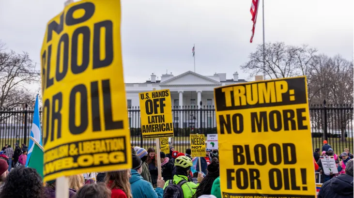 Protestors against Trumps action in Venezuela