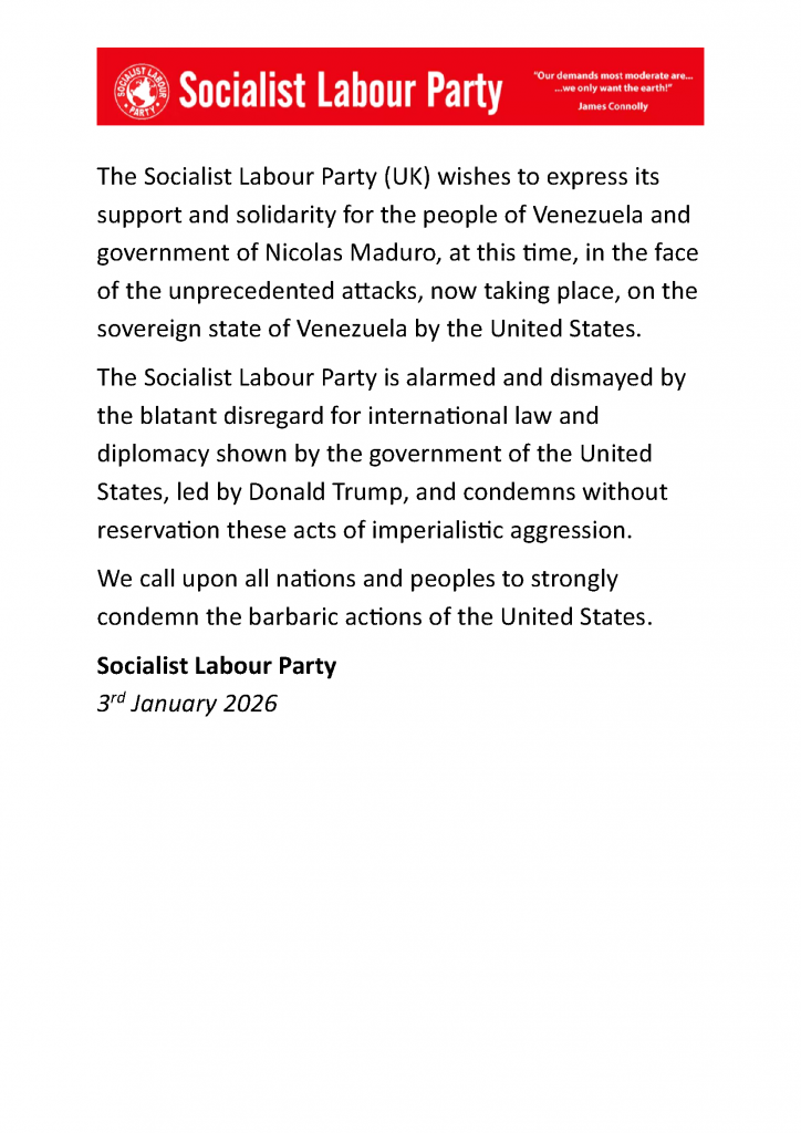 SLP official statement on the attack on Venezuela