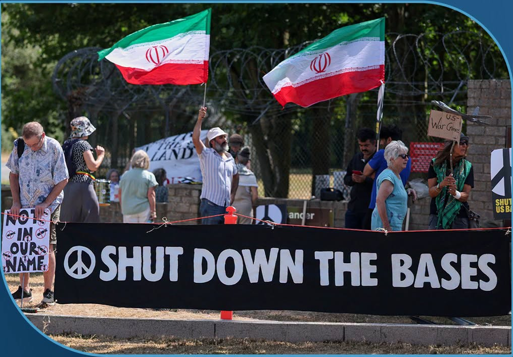 Protestors at Fairford