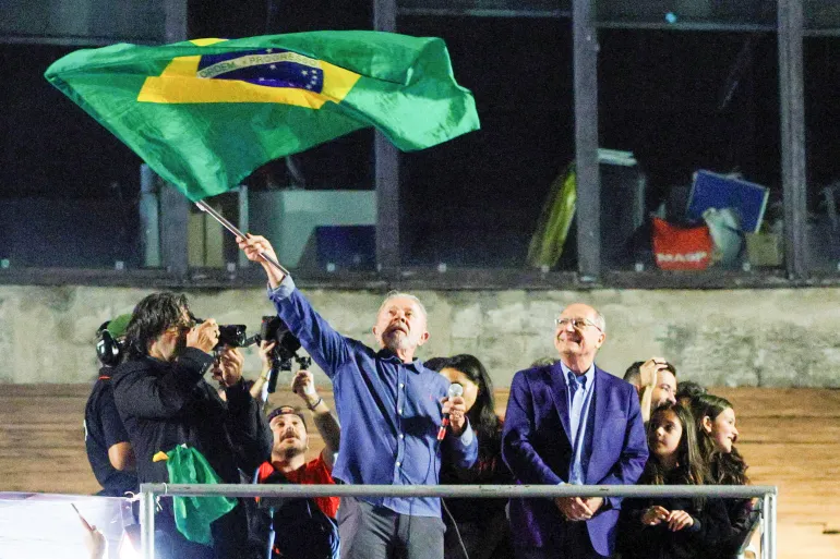 Lula celebrating his victory in the 2026 presidential elections